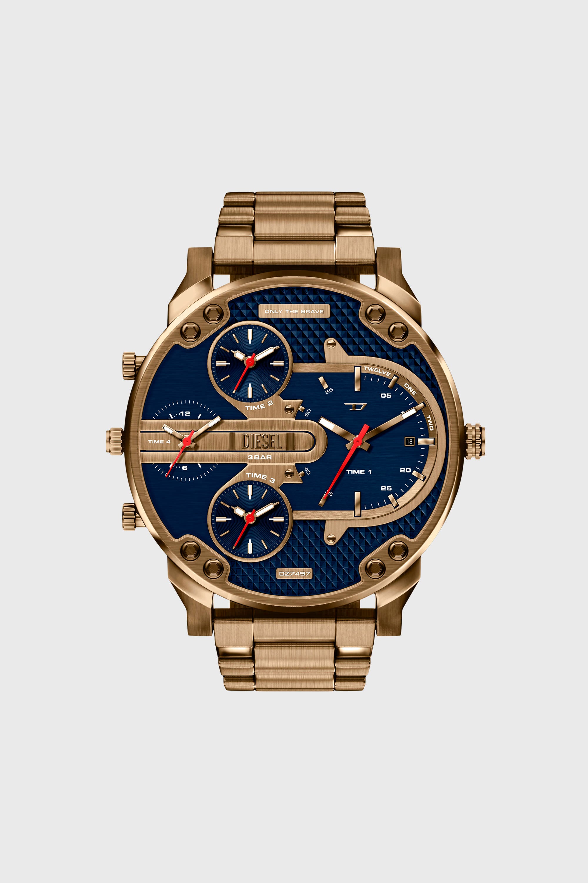 Diesel - DZ7497 WATCH, Man's Mr. Daddy Slim date antique gold-tone stainless steel watch in Gold - 1