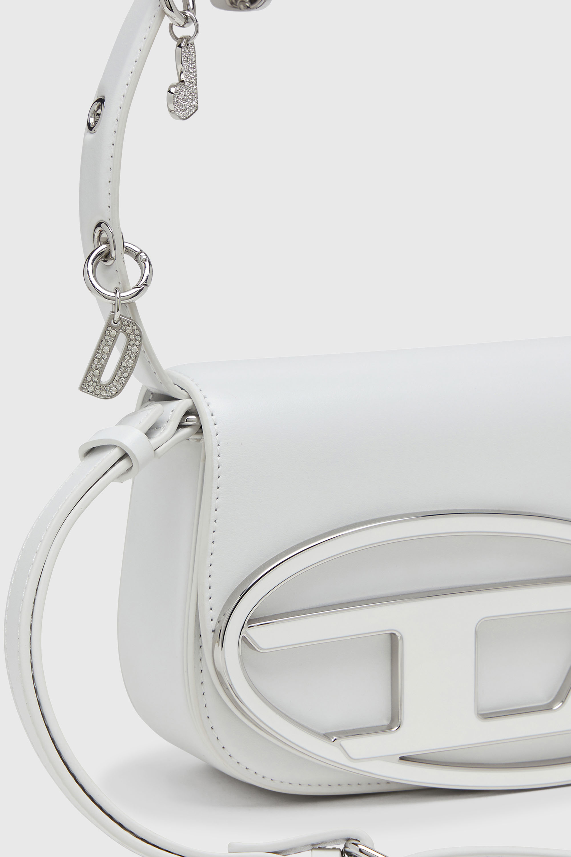 Diesel - 1DR, Woman's 1DR - Shoulder bag in leather with handle charms in White - 6