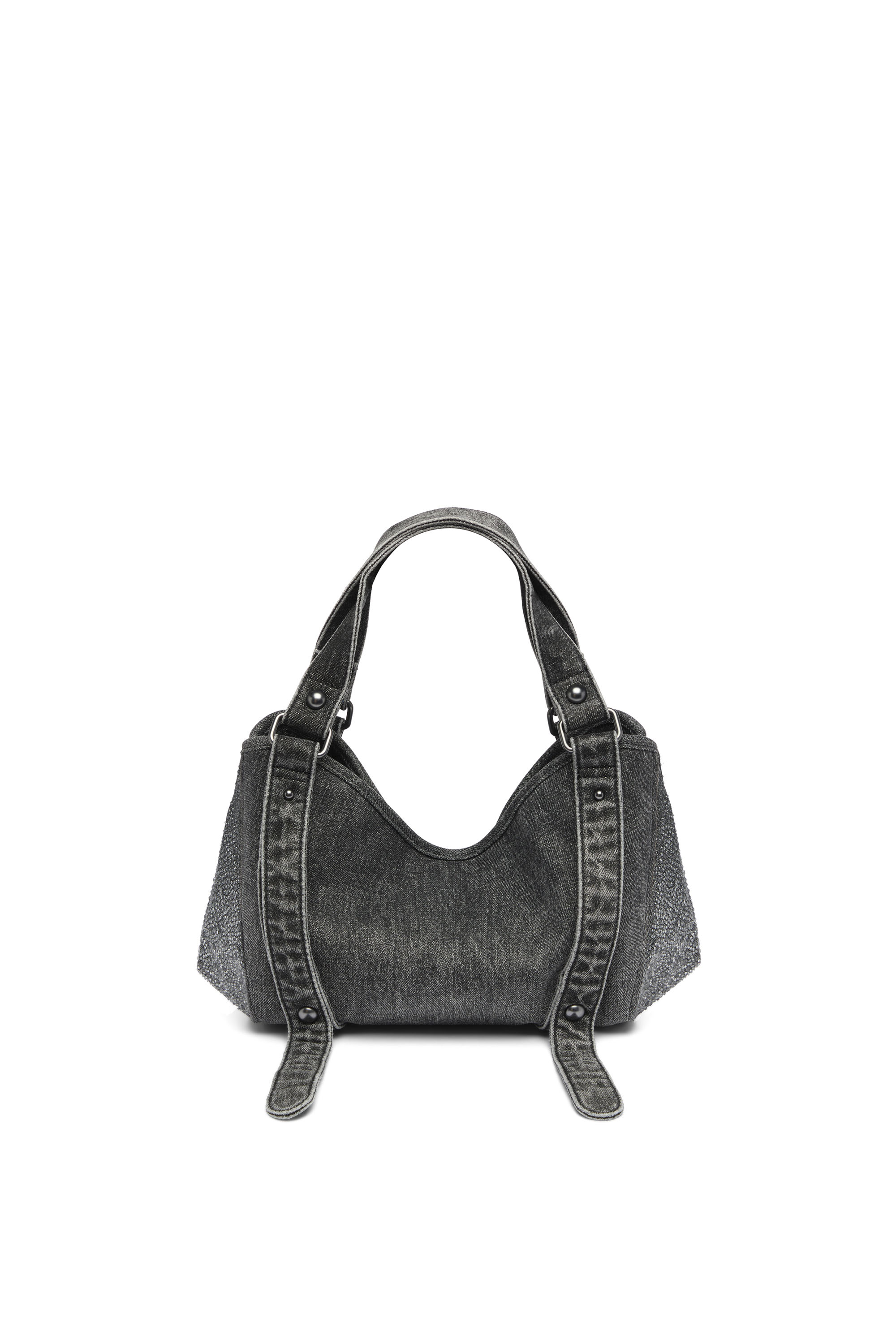 Diesel - D-ONE TOPHANDLE S, Woman's D-One-Small top-handle bag in crystal solarised denim in Black - 2