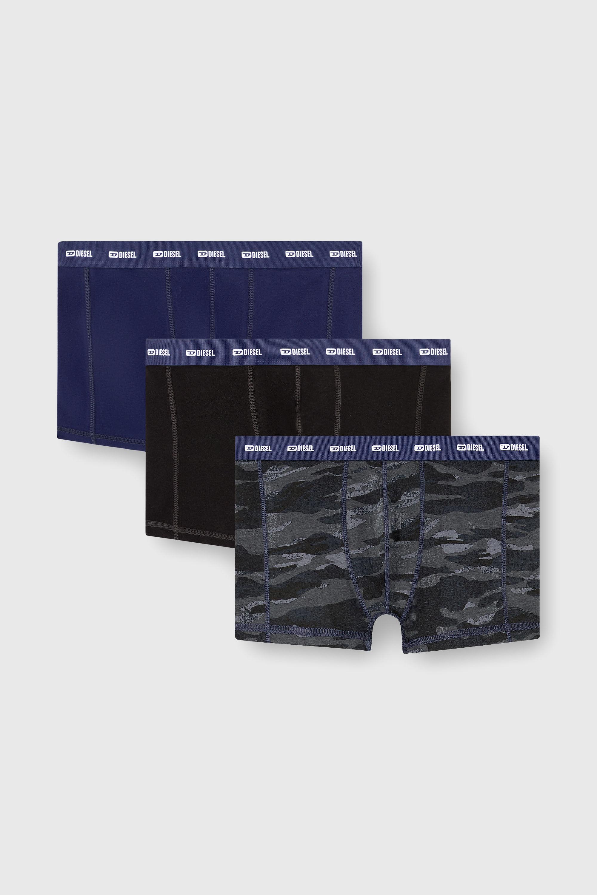 Diesel - DAMIEN-UTLT-3PACK, Man's Three-pack of boxer briefs plain and camo in Black/Blue - 2