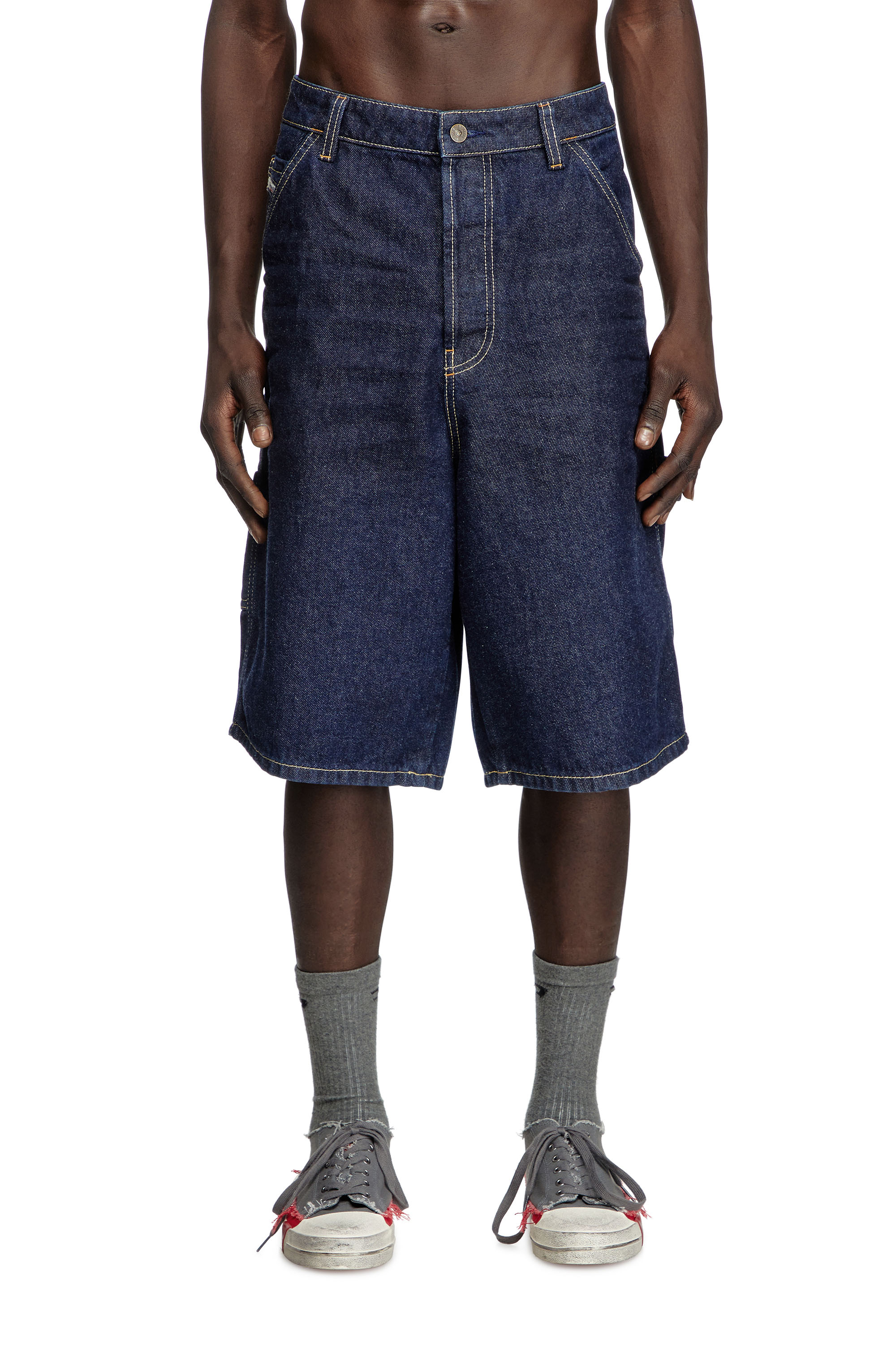 Diesel - D-LIVERY-SHORT, Man's Utility shorts in clean-wash denim in Dark Blue - 2