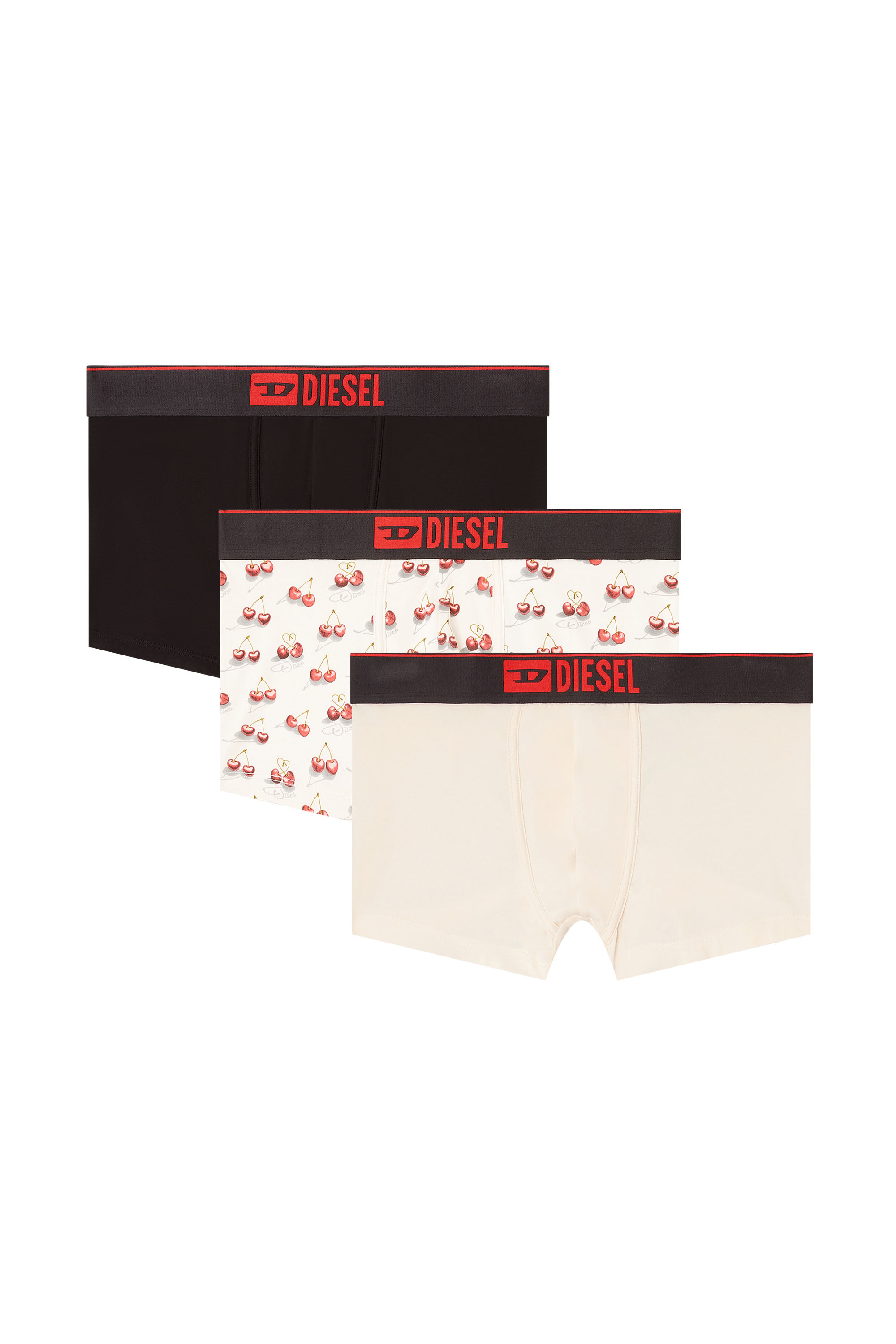 Diesel - DAMIEN-GFT-3PACK, Man's 3-pack of cherry-heart boxer shorts in White - 1