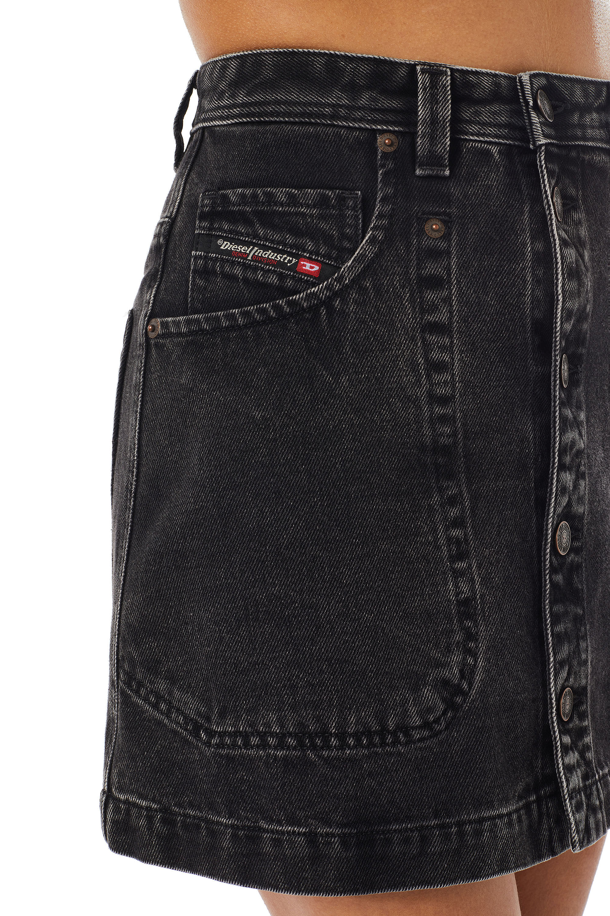 Diesel - DE-ALBUS A-LINE SKIRT, Black/Dark grey - Image 3