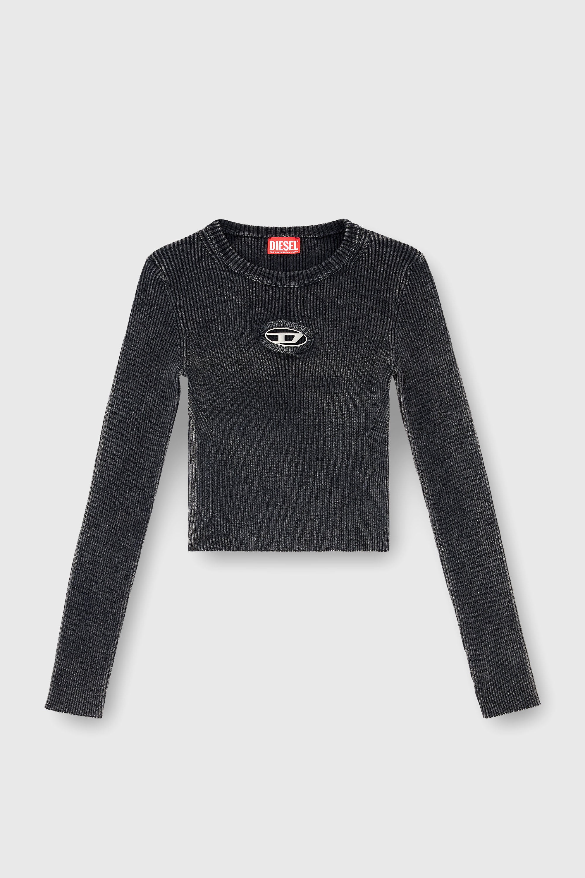 Diesel - M-ANCHOR-A, Woman's Cropped jumper with cut-out logo in Black - 2