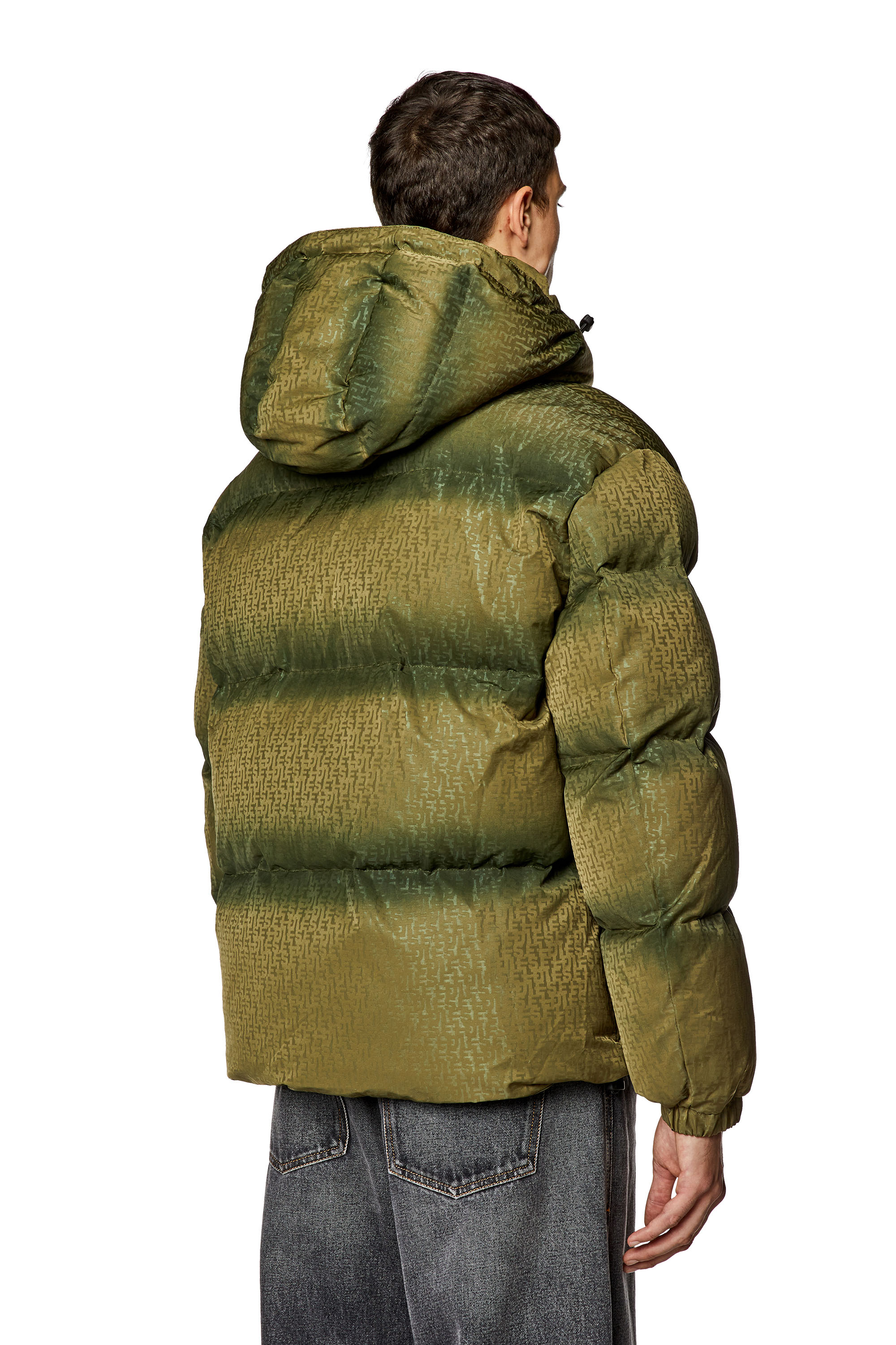 Diesel - W-ROLFYS-MON, Man's Puffer jacket with monogram motif in Military Green - 4
