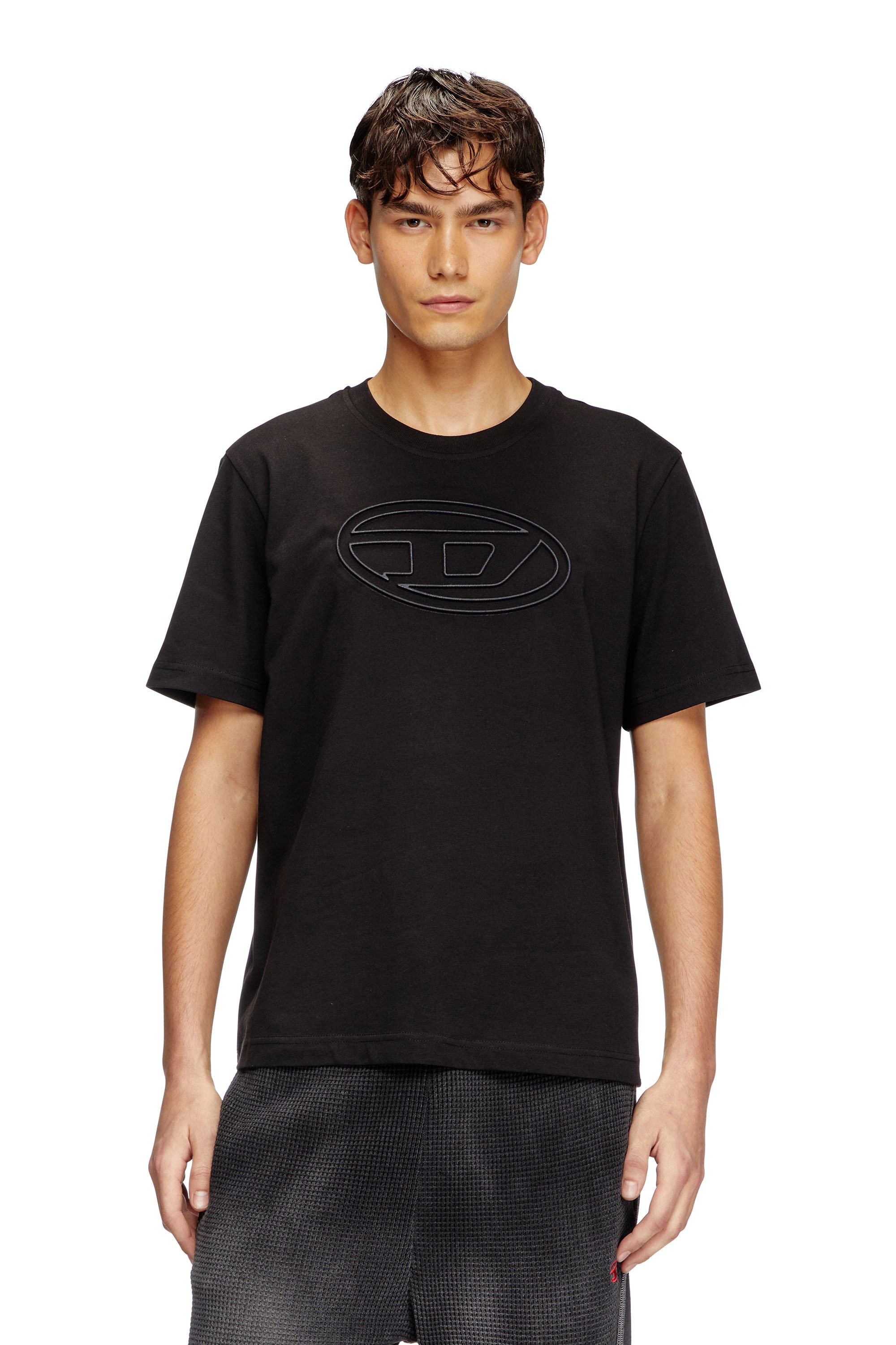 Diesel - T-ADJUST-BIGOVAL, Man's T-shirt with embossed Oval D in Black - 1