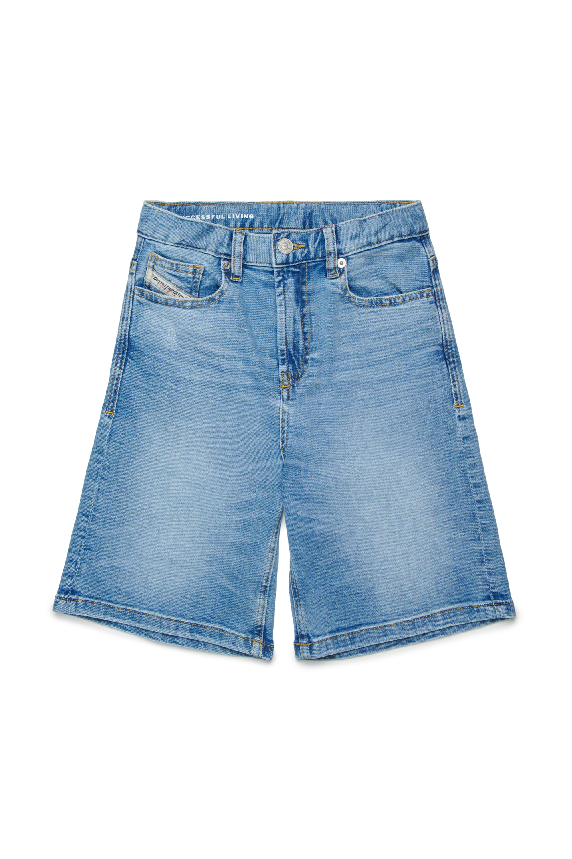 Diesel - D-ARGJX-SHORT-J, Woman's Denim shorts in treated stretch denim in Light Blue - 1