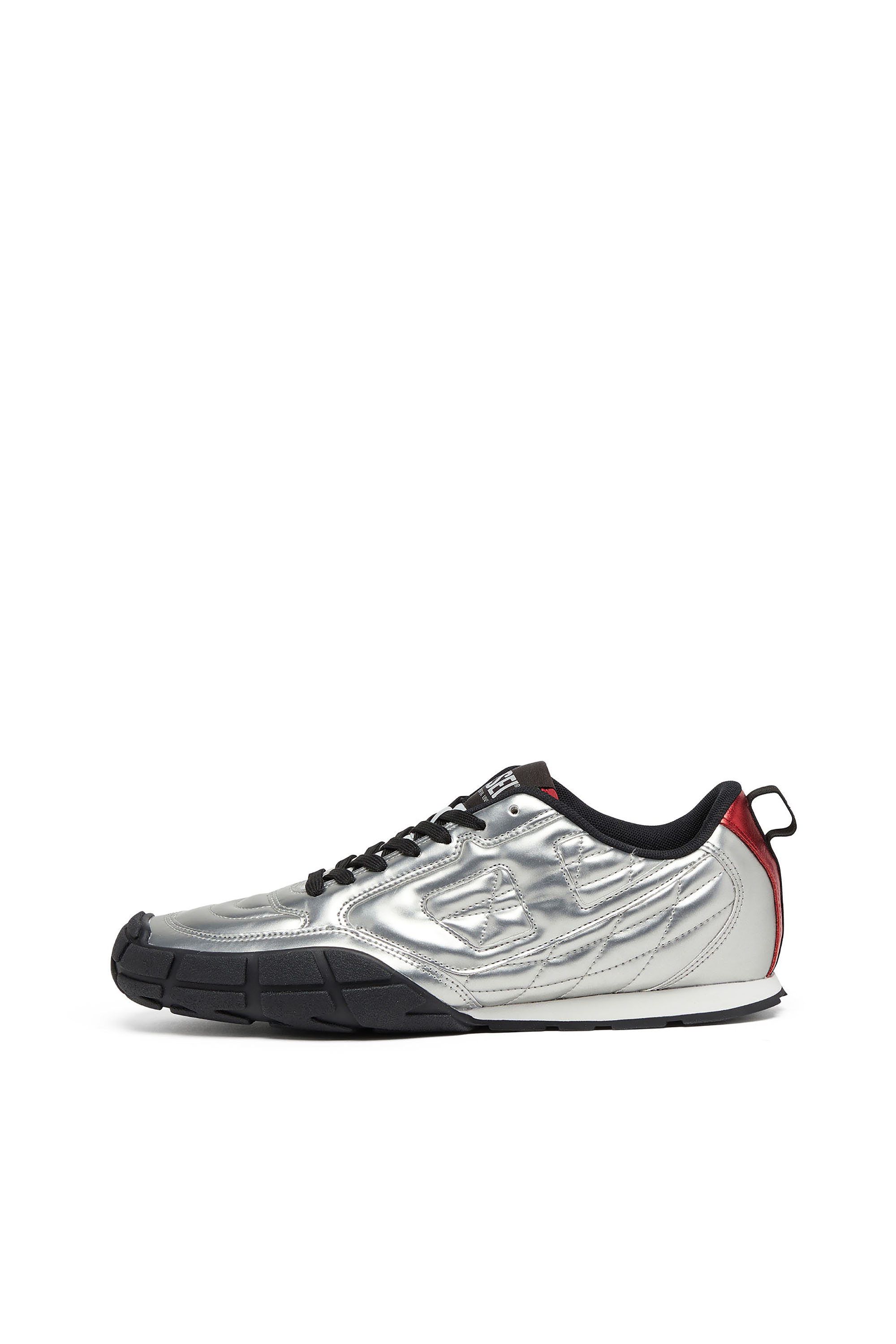 Diesel - S-PAGODHA LOW, Man's S-Pagodha-Quilted metallic sneakers in Silver/Black - 2