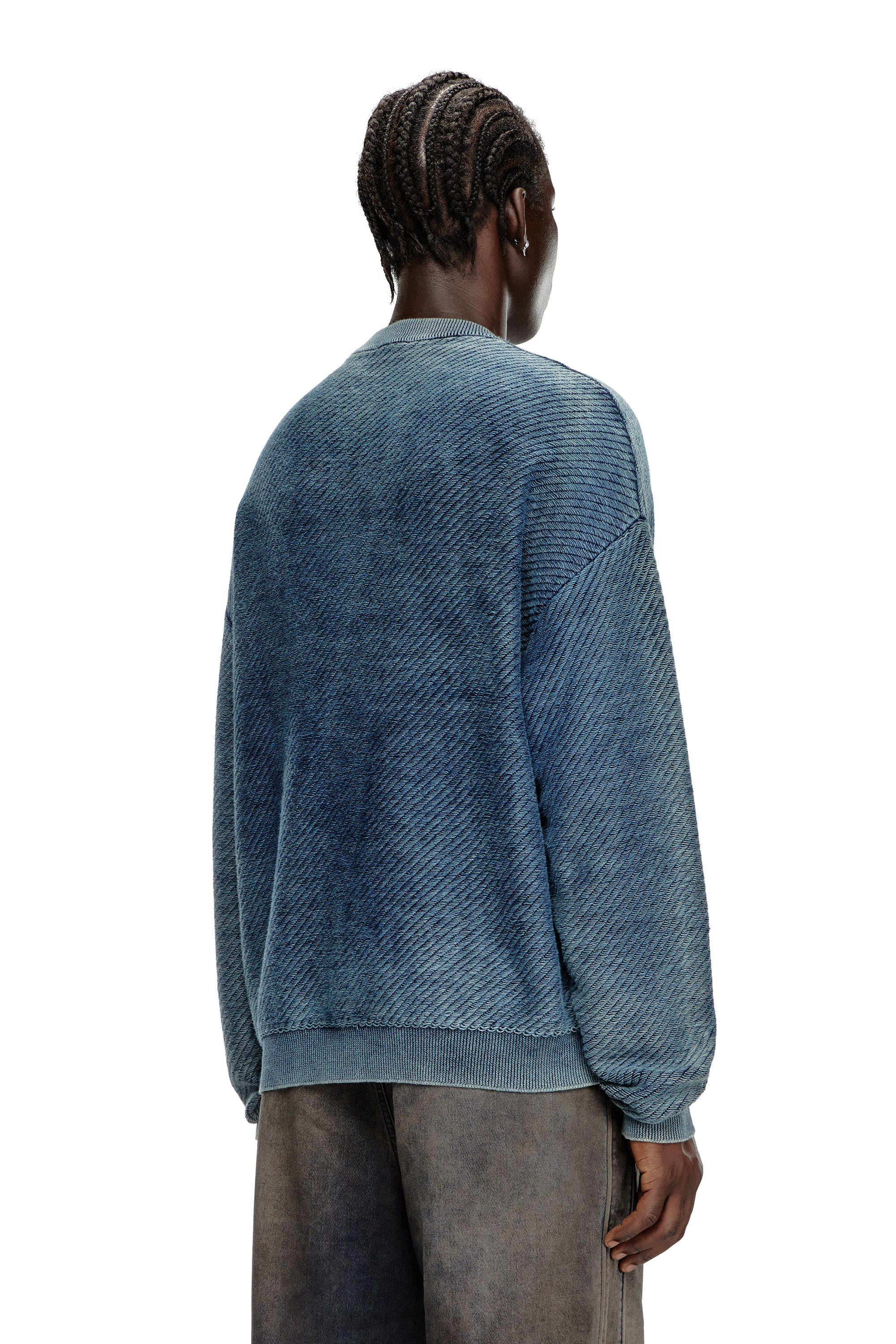 Diesel - K-KLEVERY, Man Denim-effect jumper in cotton in Blue - Image 4
