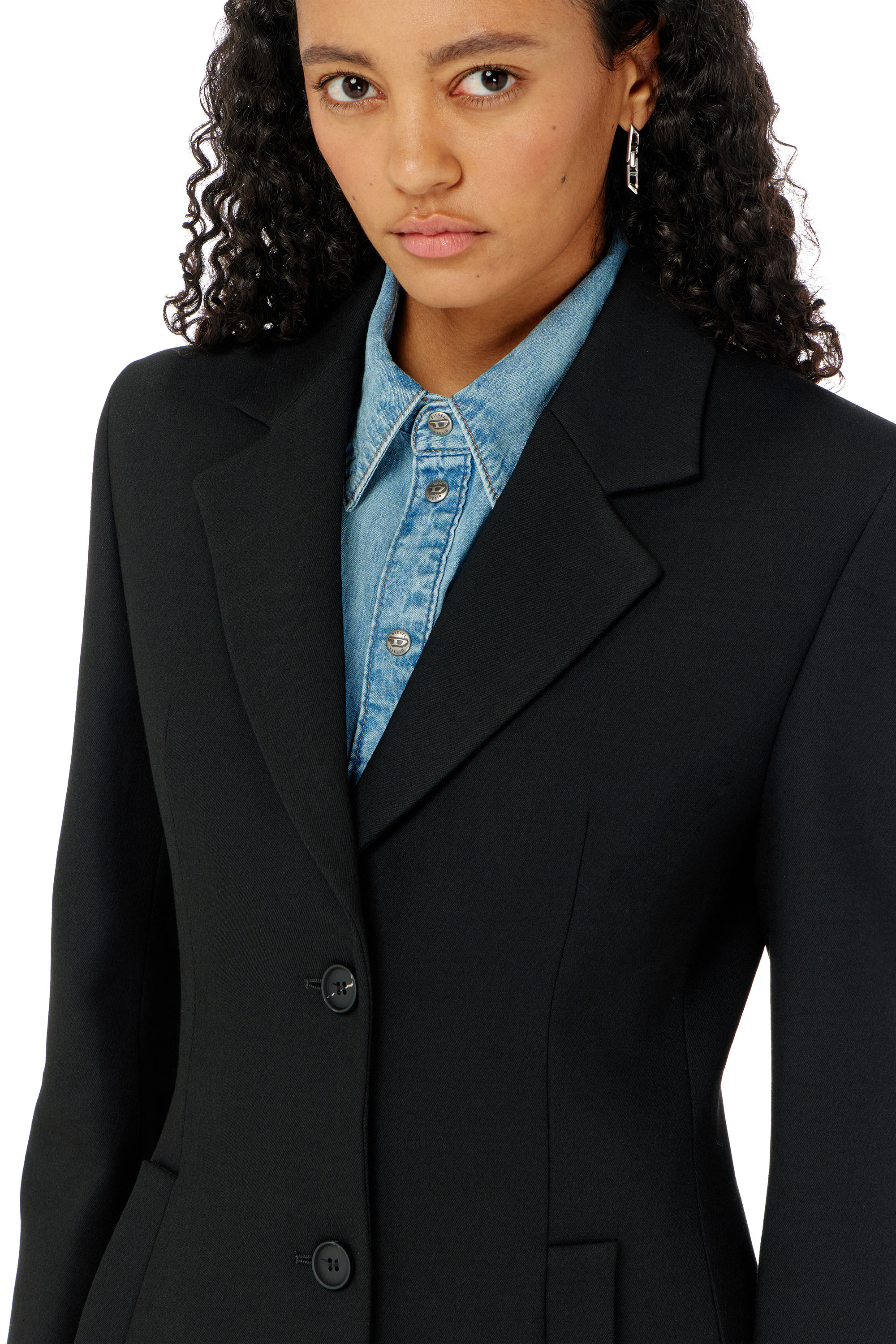Diesel - G-ALLAN, Woman's Long hourglass coat in Black - 5
