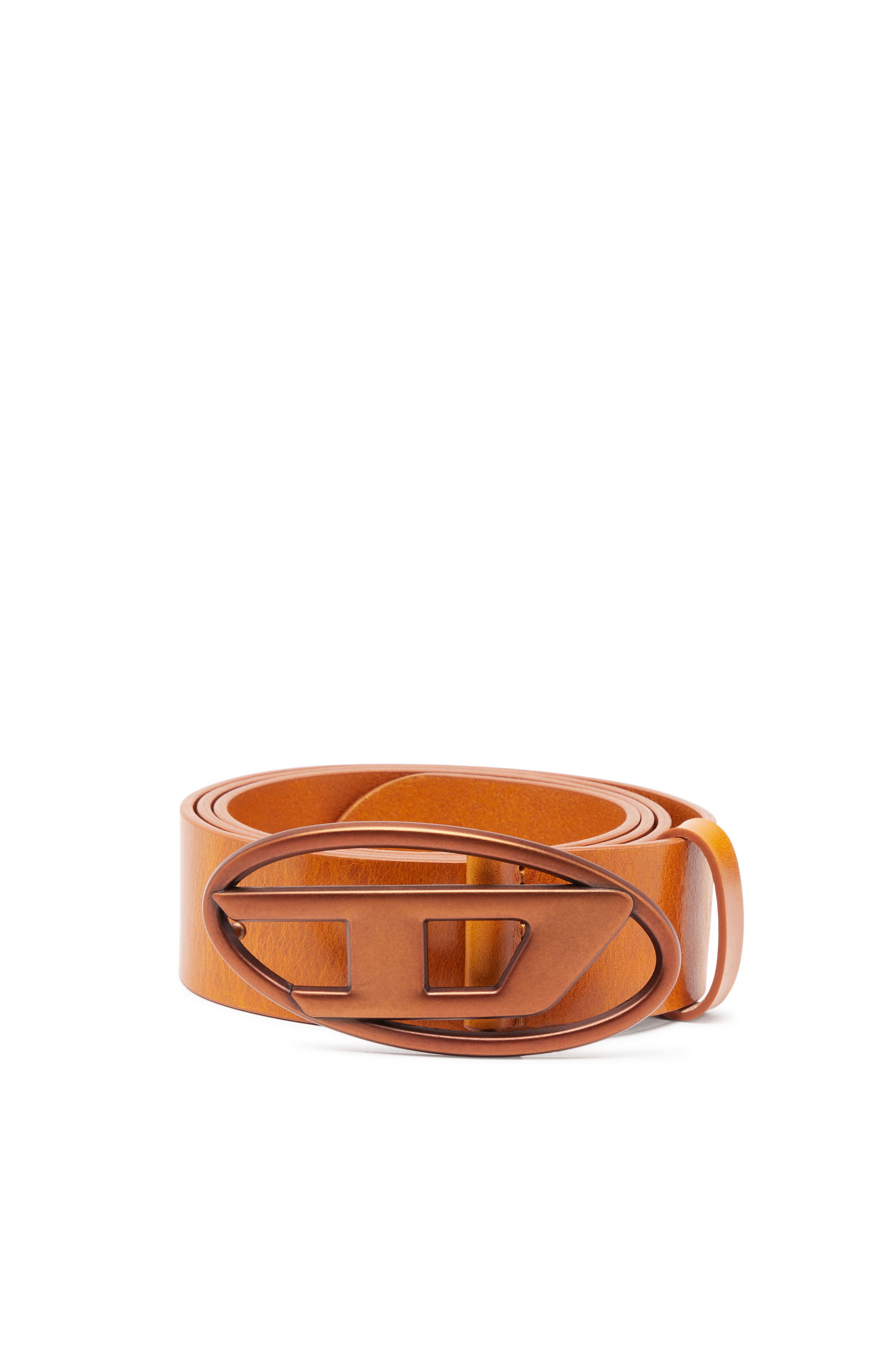 Leather belt with tonal buckle