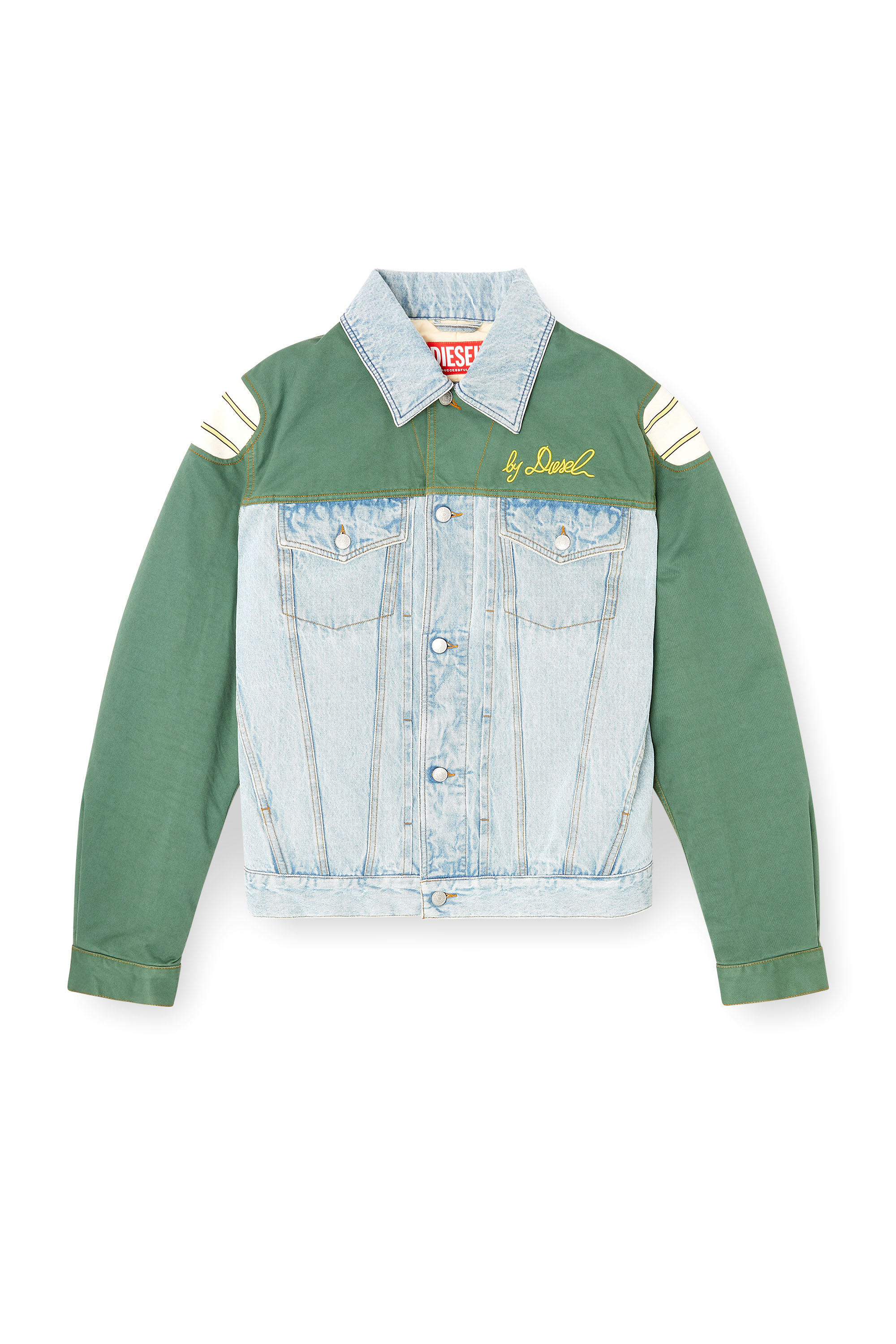 Diesel - J-GIANT-20TH, Unisex's Denim jacket with cotton insert in Green/Blue - 4