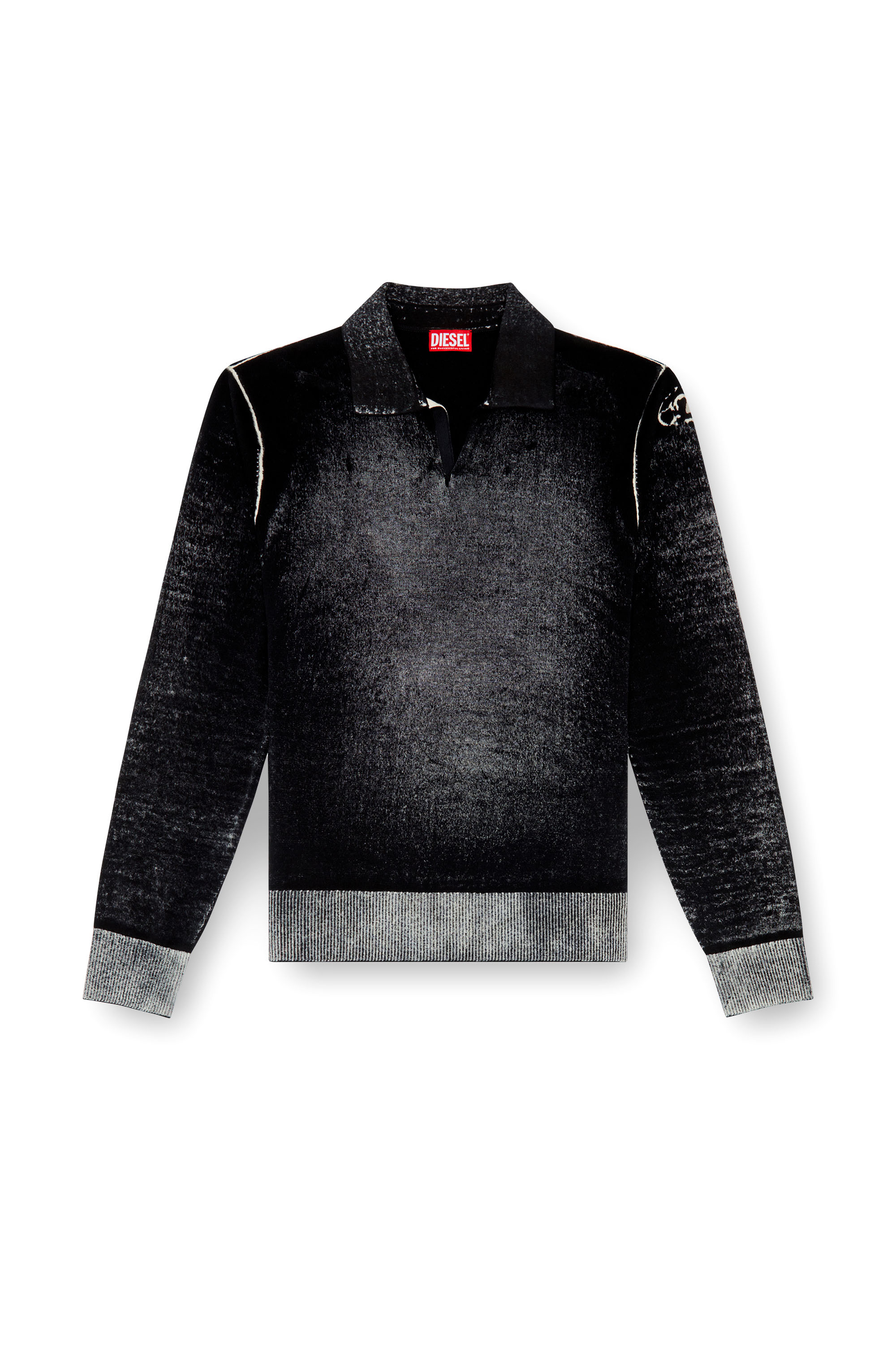 Diesel - K-LORENZO, Man's Reverse-print polo jumper in Black - 3