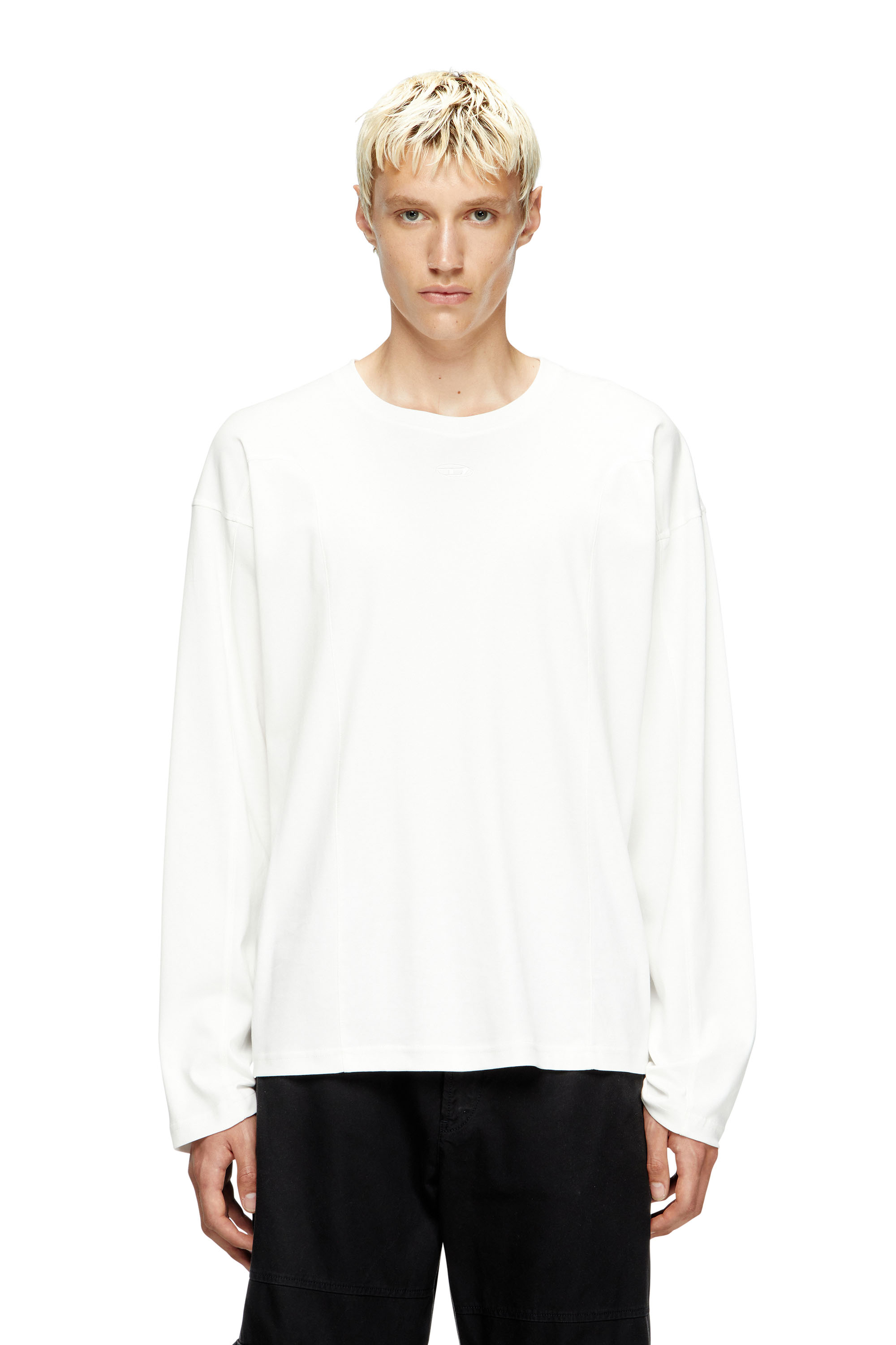Diesel - T-BOXT-LS-INT, Man's Long-sleeve T-shirt with panels in White - 3