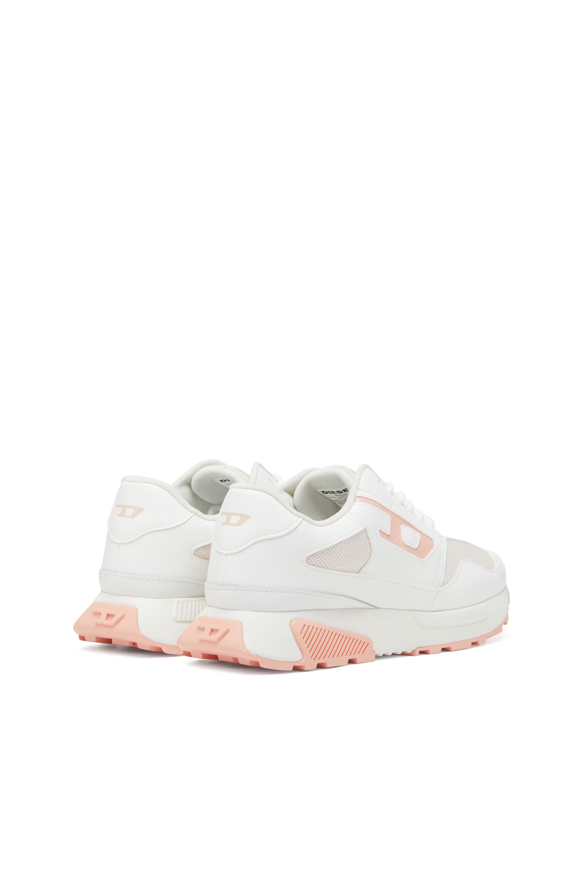 Diesel - S-TAME-D RUNNING W, Woman's Mesh and suede sneakers with metallic logo in White/Pink - 3