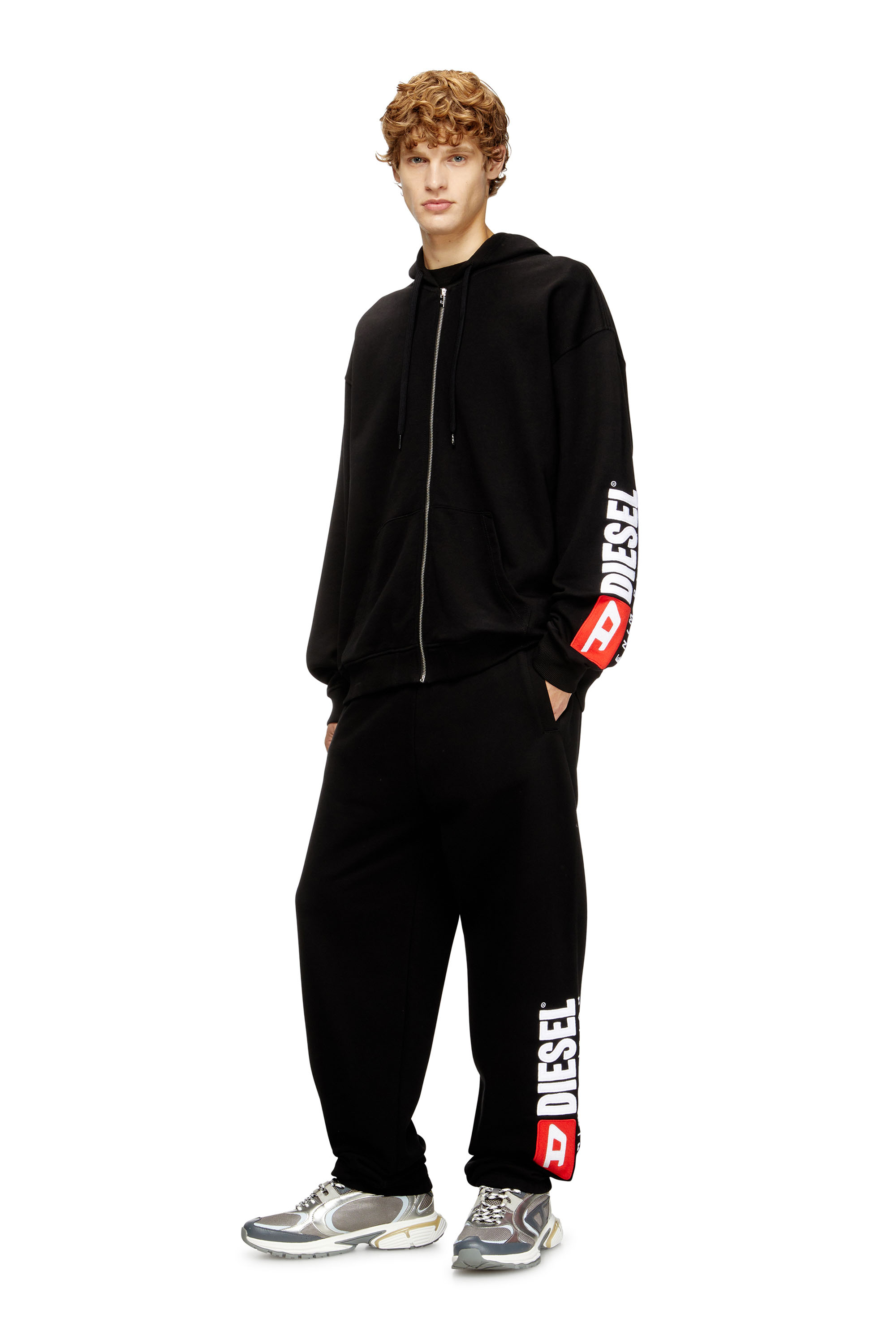 Diesel - P-MARKY-DIV, Man's Cotton sweatpants with Diesel patch in Black - 1