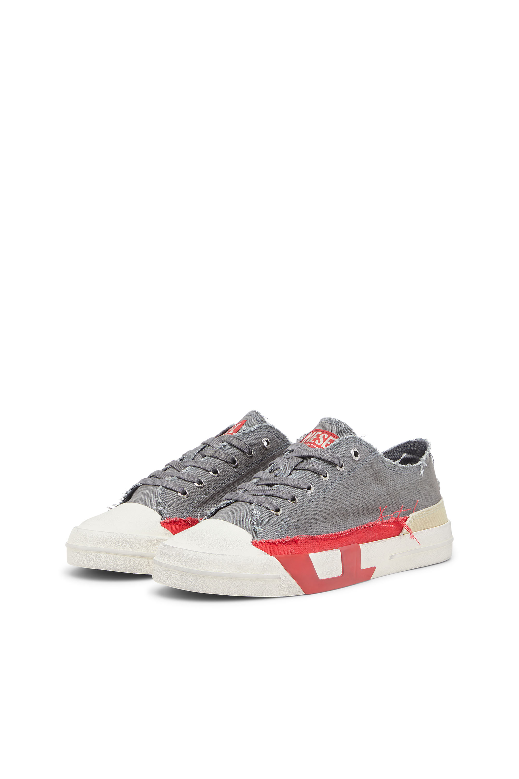 S-D-VERSE LOW, Grey Diesel - S-D-VERSE LOW, Man's S-D-Verse-Dirty-effect canvas sneakers in Grey - 9