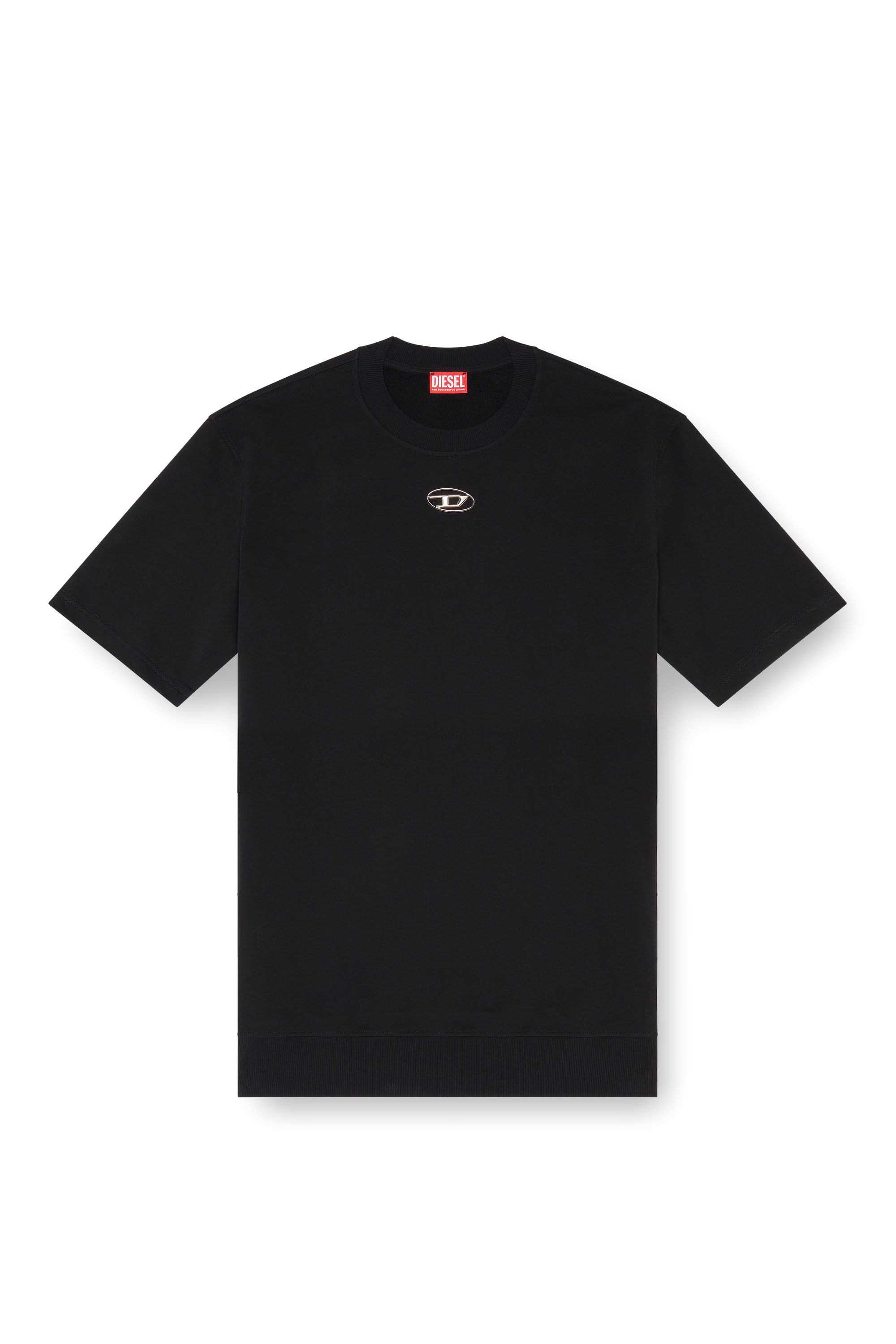 Diesel - S-COOLING-L1, Man's Short-sleeve sweatshirt with metallic logo in Black - 3