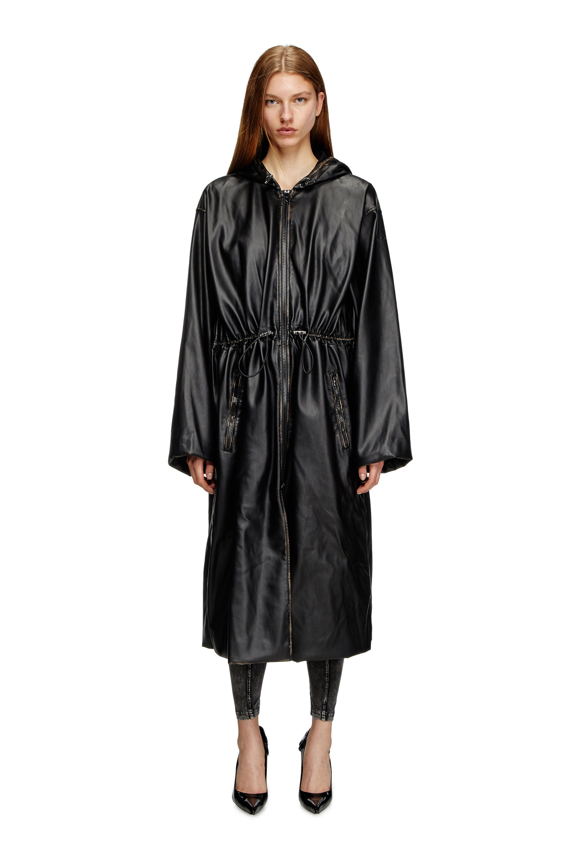 Diesel - G-LARY, Unisex's Distressed utilitarian hooded coat in Black - 1