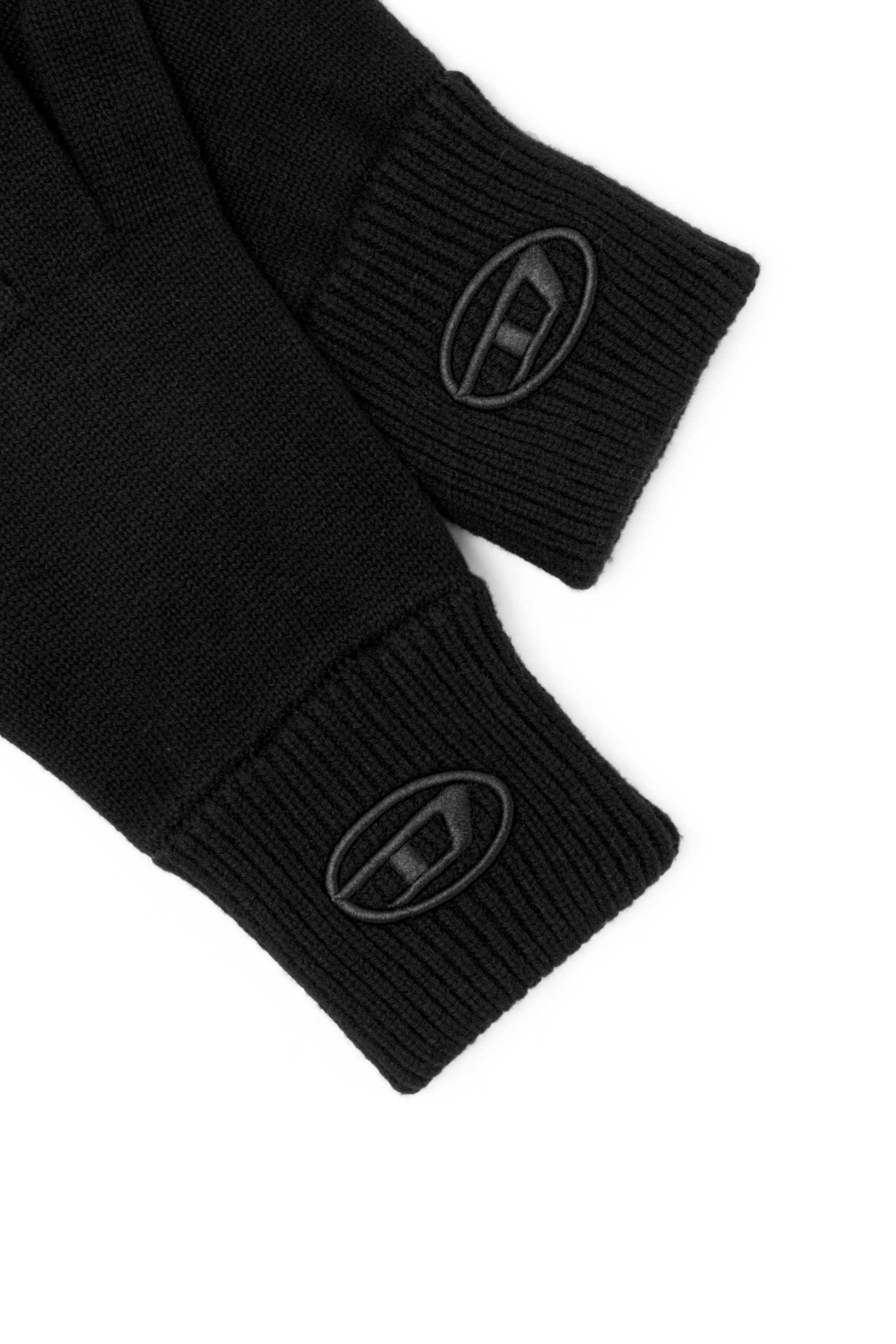 Diesel - K-CODY-A, Unisex's Wool blend gloves with embroidered logo in Black - 2