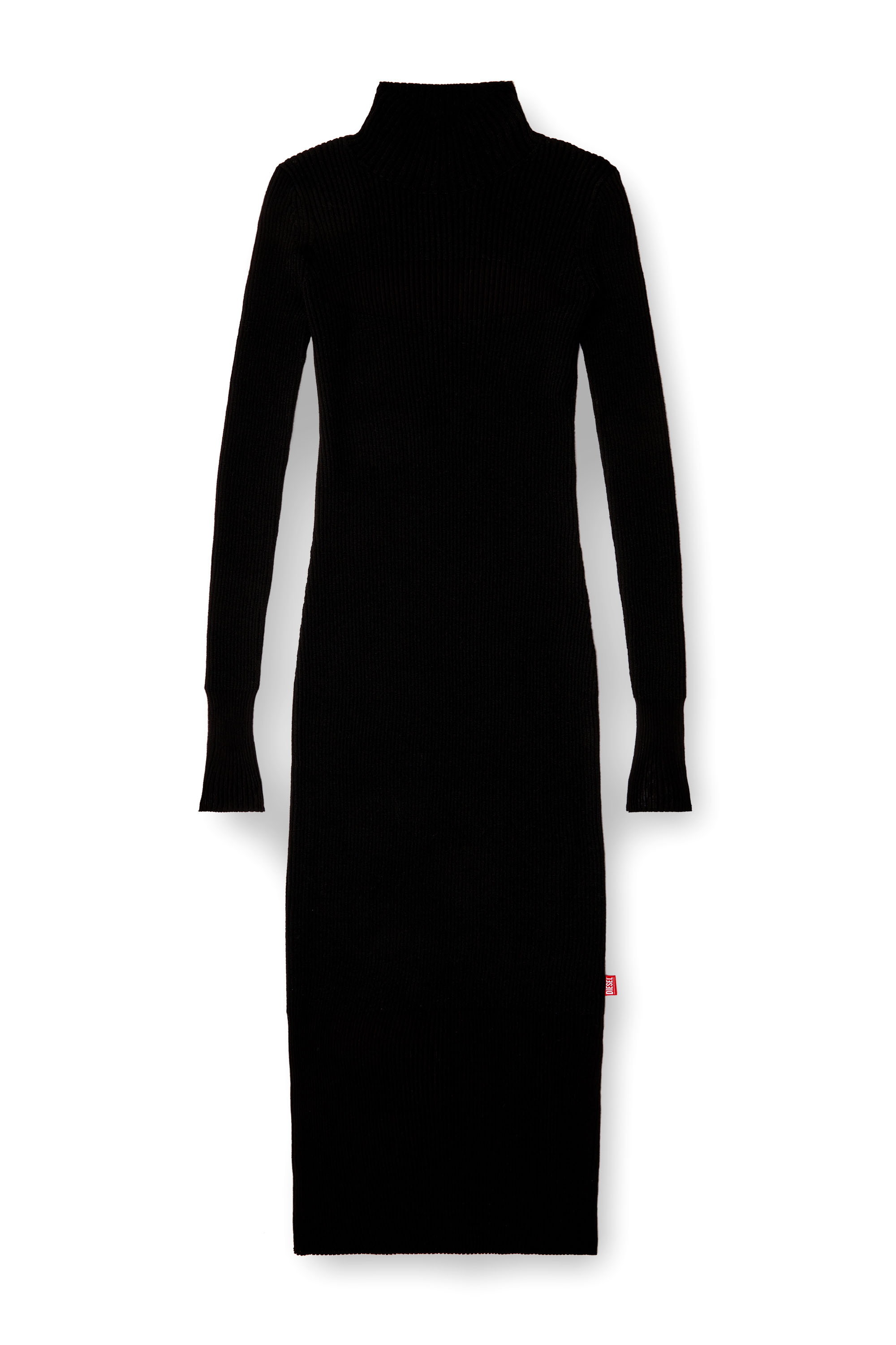 Diesel - M-SLINT, Woman's Rib-knit midi dress with sheer panels in Black - 5