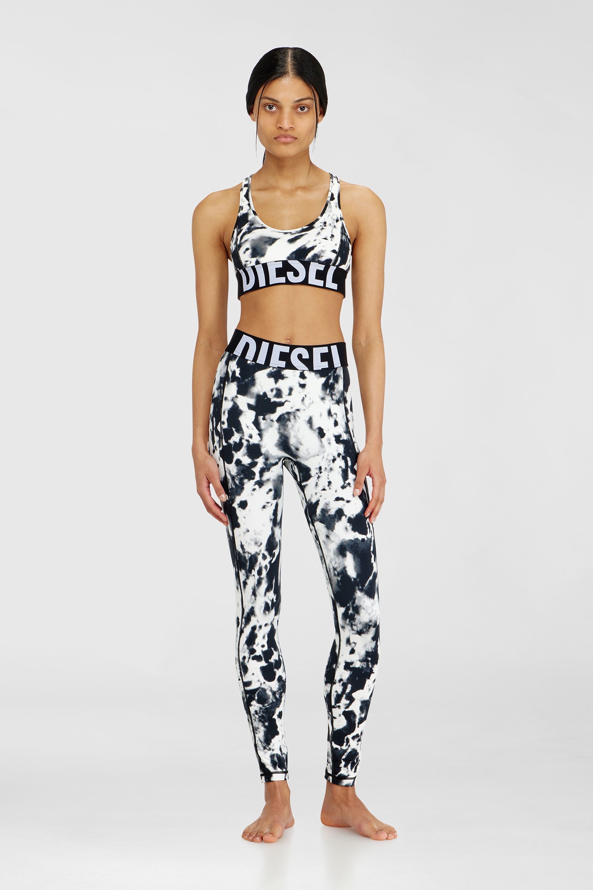 Diesel - ALLISON-D-POP, Woman's Sports bra in printed microfibre in White/Black - 1