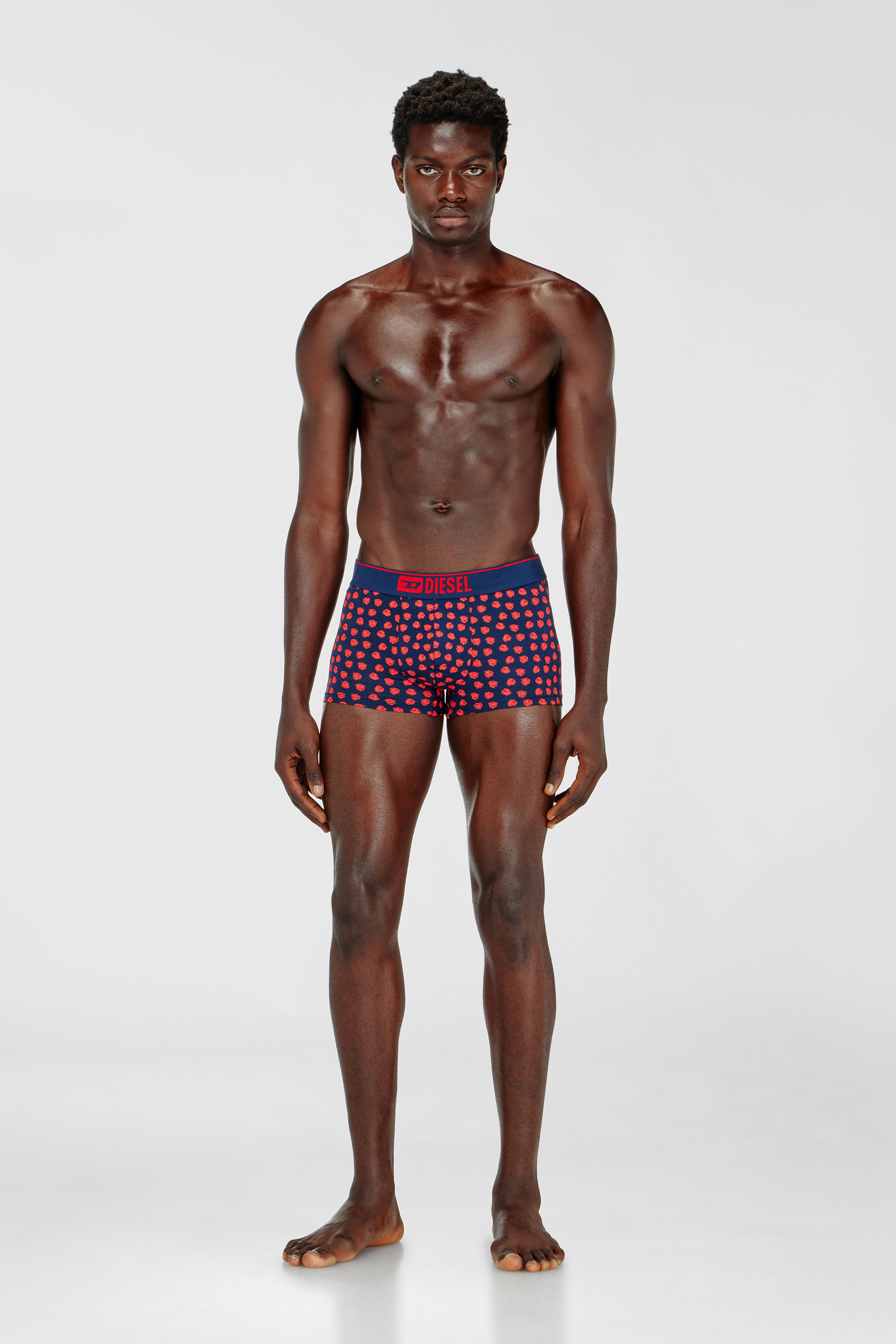 Diesel - DAMIEN-D-BOX-3PACK, Man's Three-pack boxer briefs with rose print in Red/Blue - 2