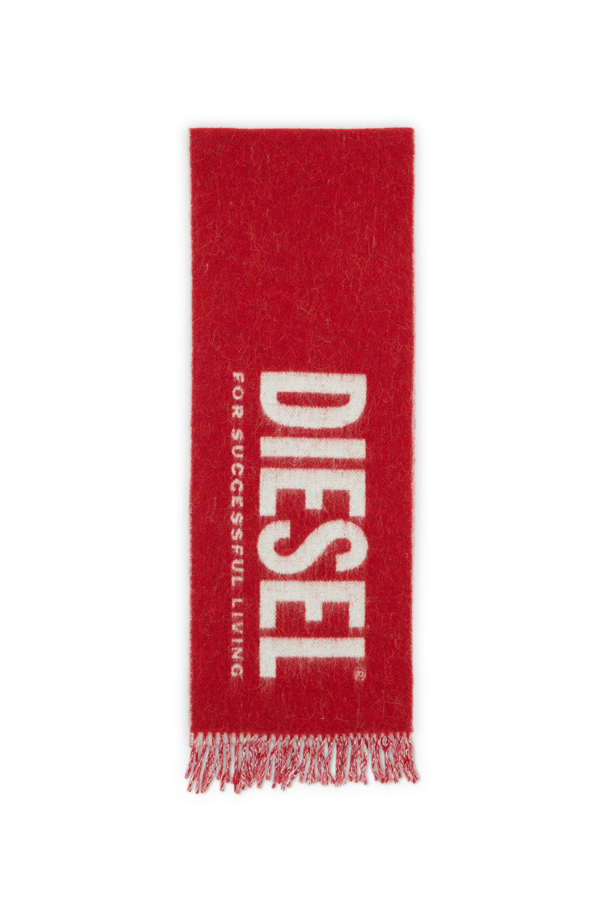 Diesel - S-KOTT, Man's Two-tone scarf with maxi logo in Red - 1