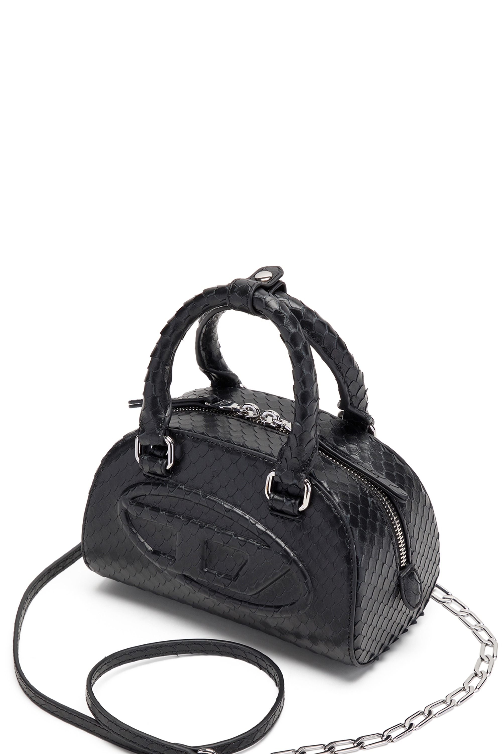 Diesel - 1DR DOME CROSSBODY, Woman's 1DR Dome-Mini bowling bag in snake-effect leather in Black - 4