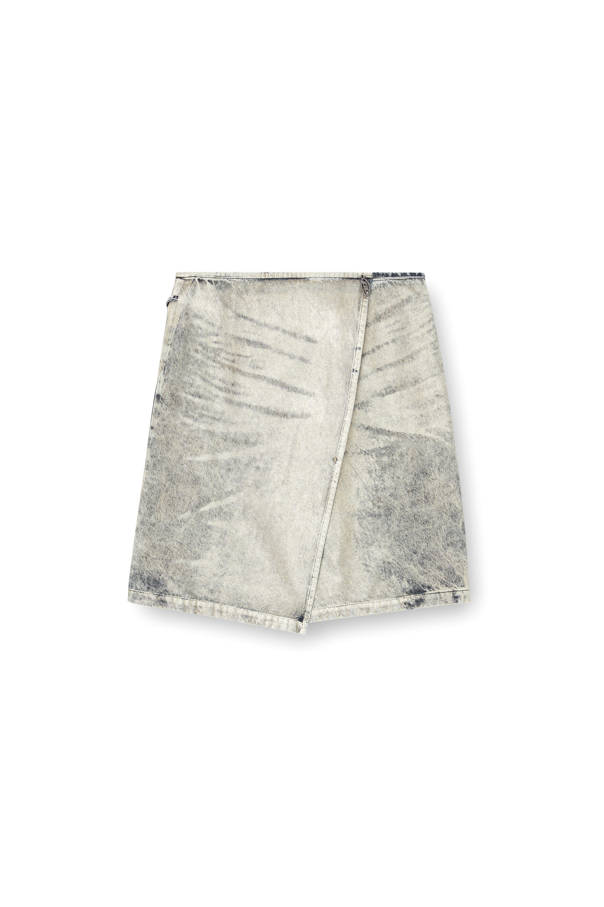 Diesel - DE-LEM-S, Woman's Wrap skirt in coated denim in Grey - 2