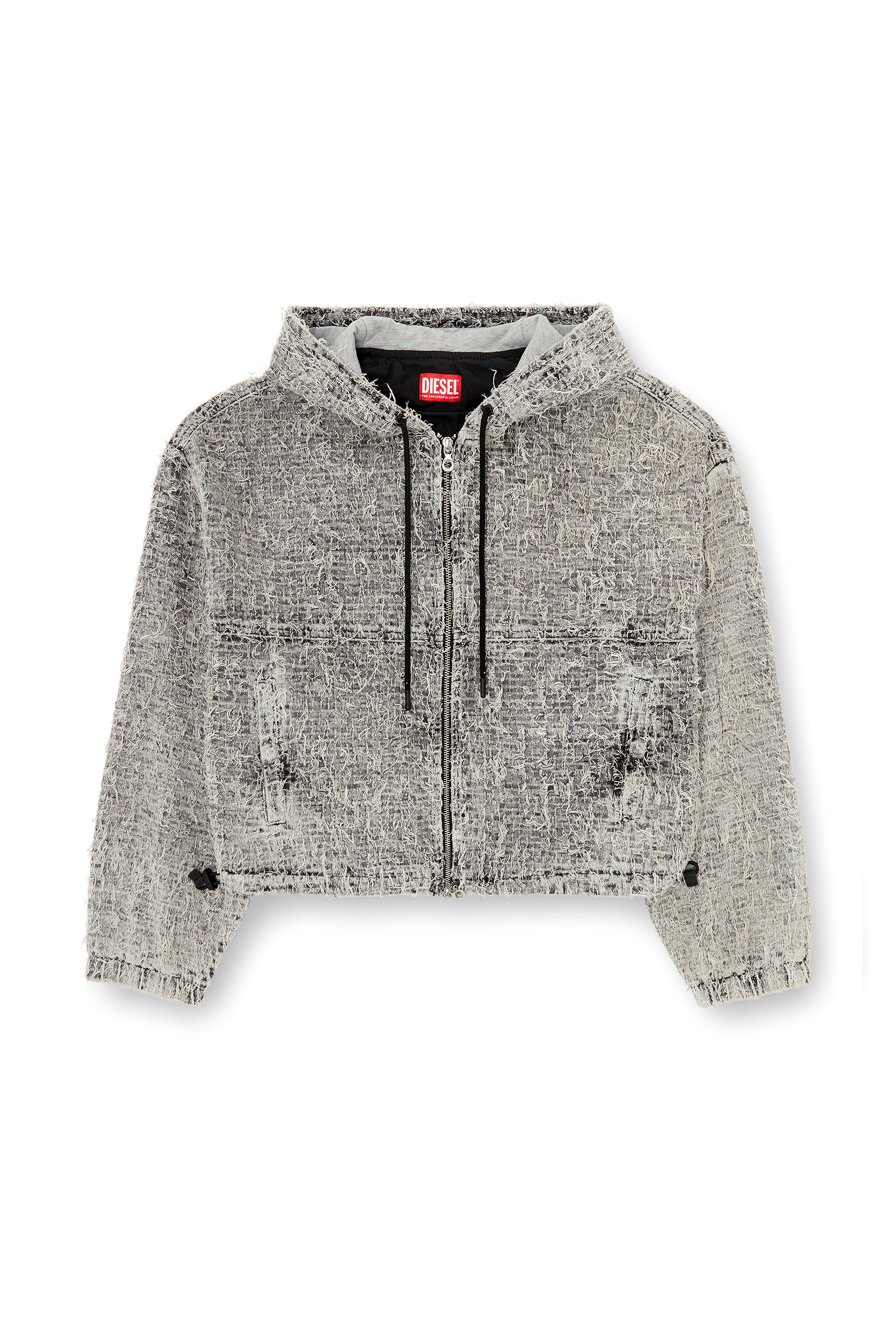 Diesel - DE-FLOW-S1, Woman's Hooded jacket in boucl&eacute; denim in Grey - 2