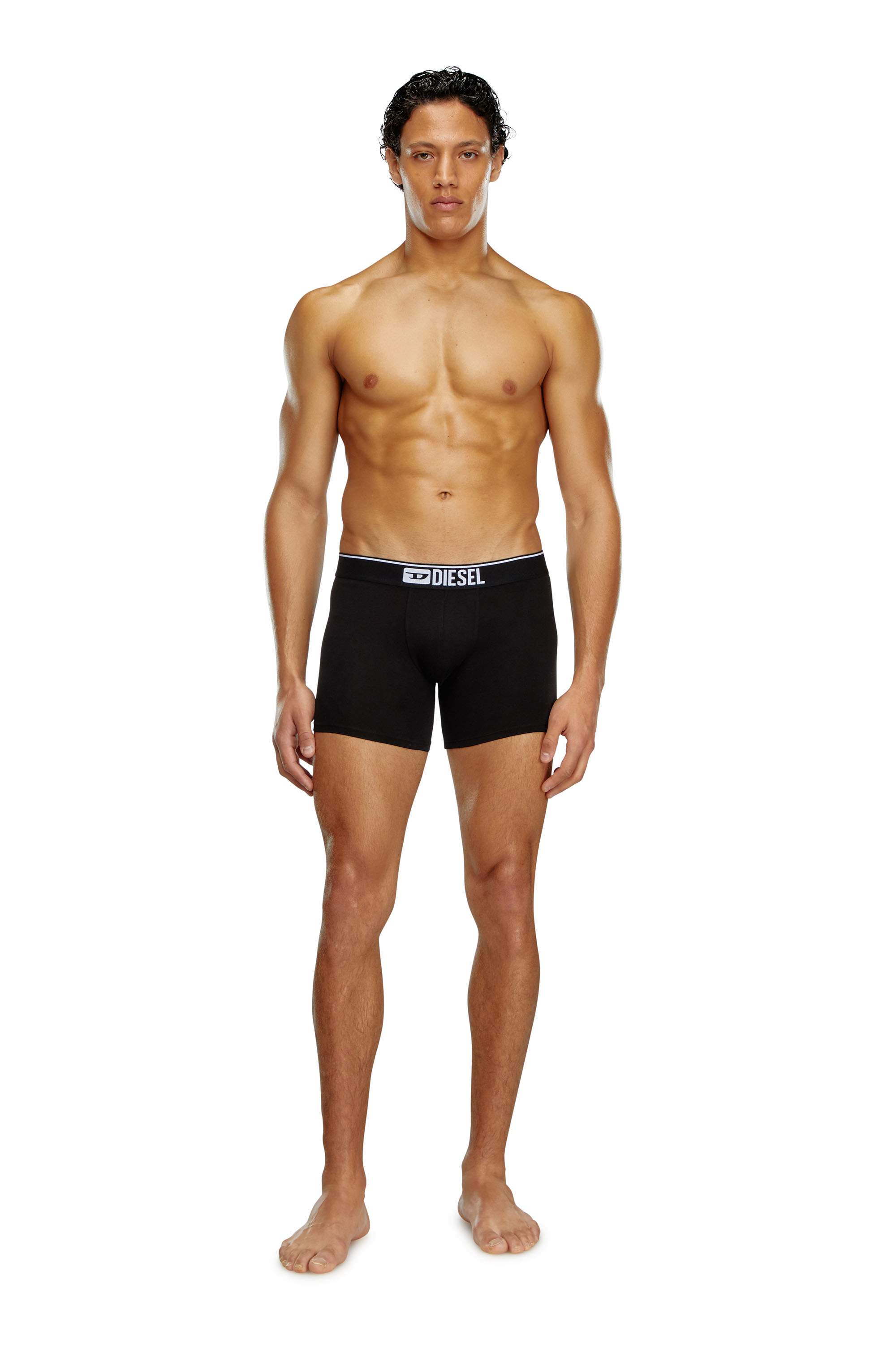 Diesel - UMBX-SEBASTIANTHREEPAC, Man's Three-pack of plain long boxer briefs in Black/Grey - 4