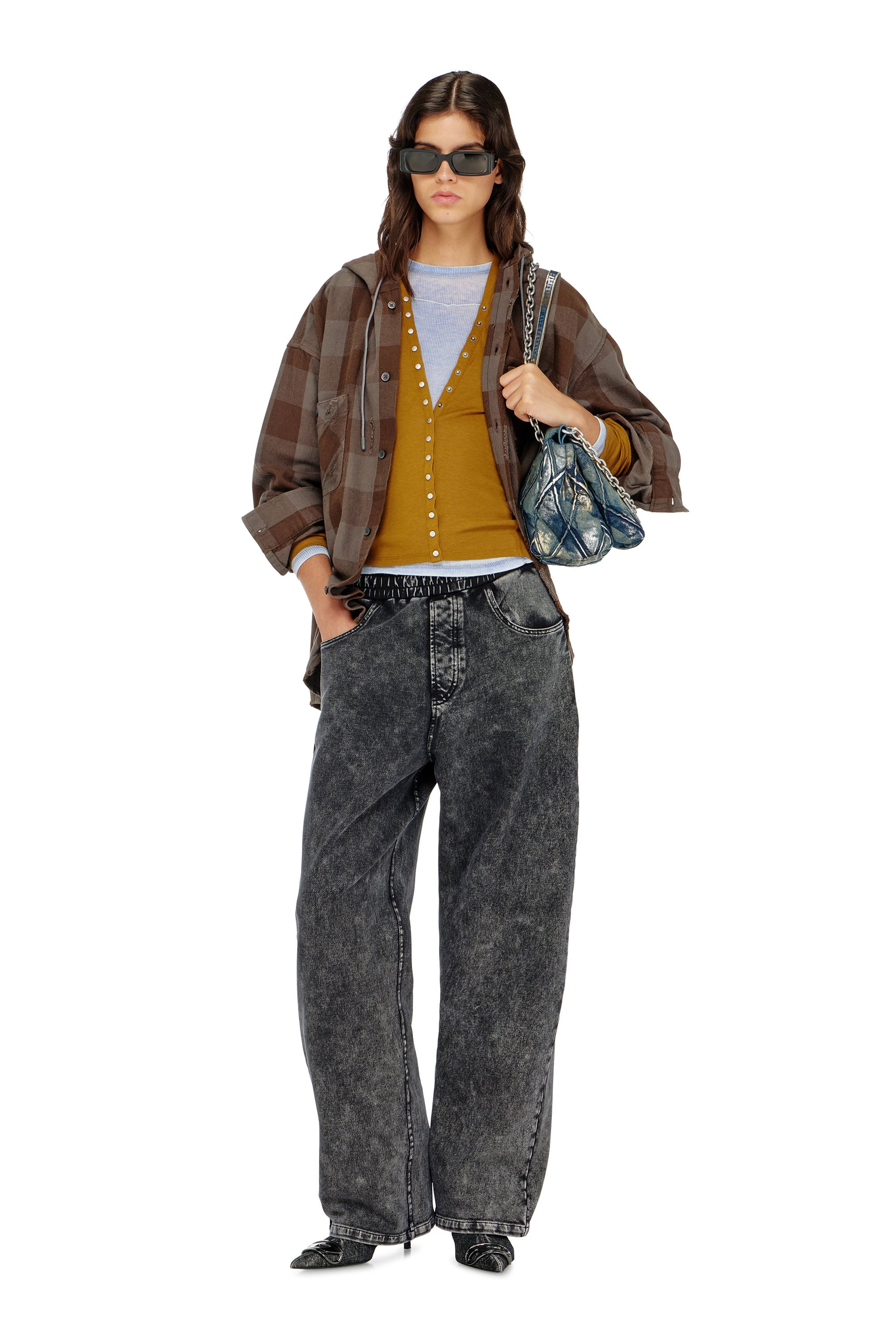 Diesel - P-STUKY, Woman's Sweatpants with denim effect in Dark grey - 2