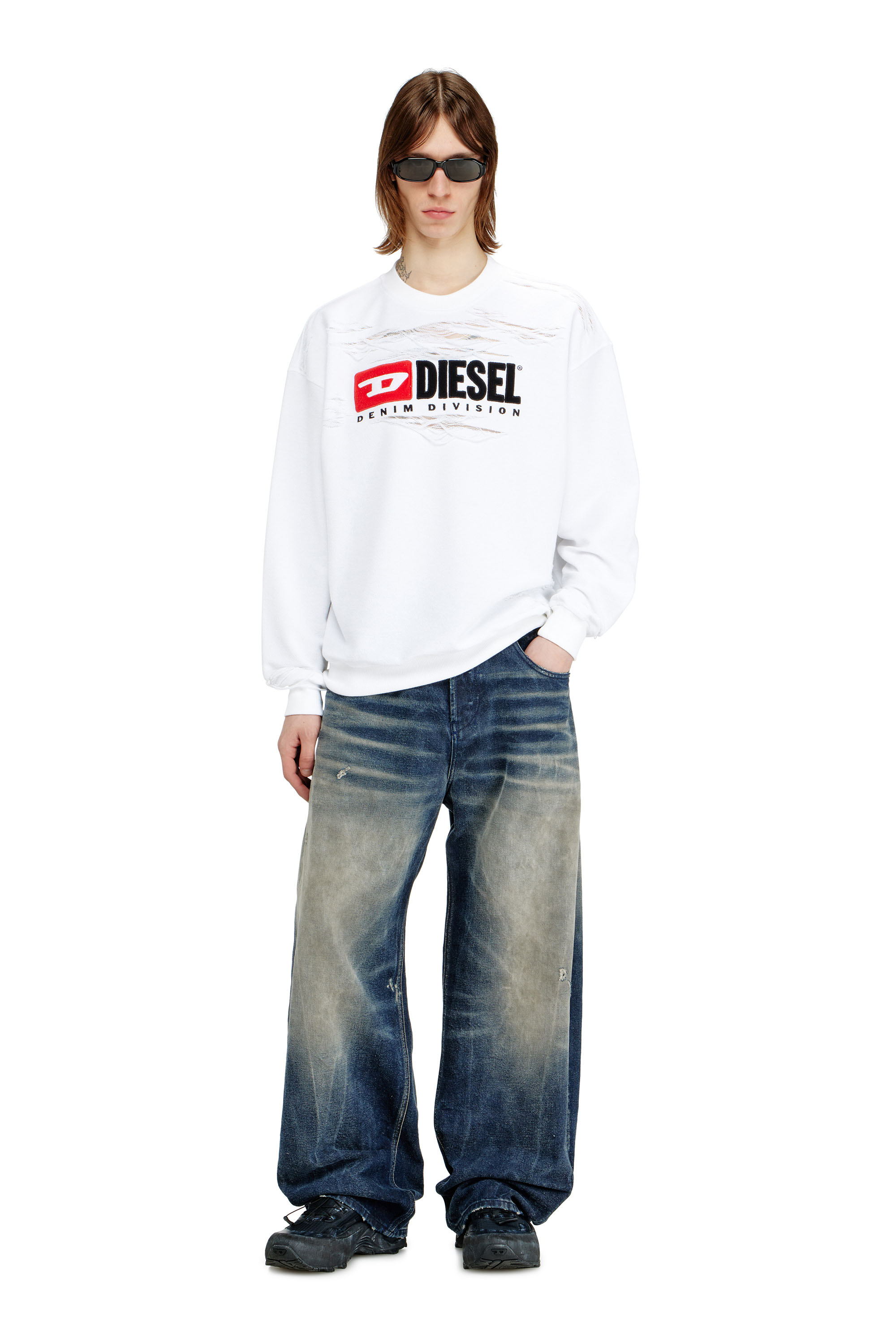 Diesel - S-BOXT-V1, Man's Sweatshirt with devor&egrave;e floating threads in null - 1