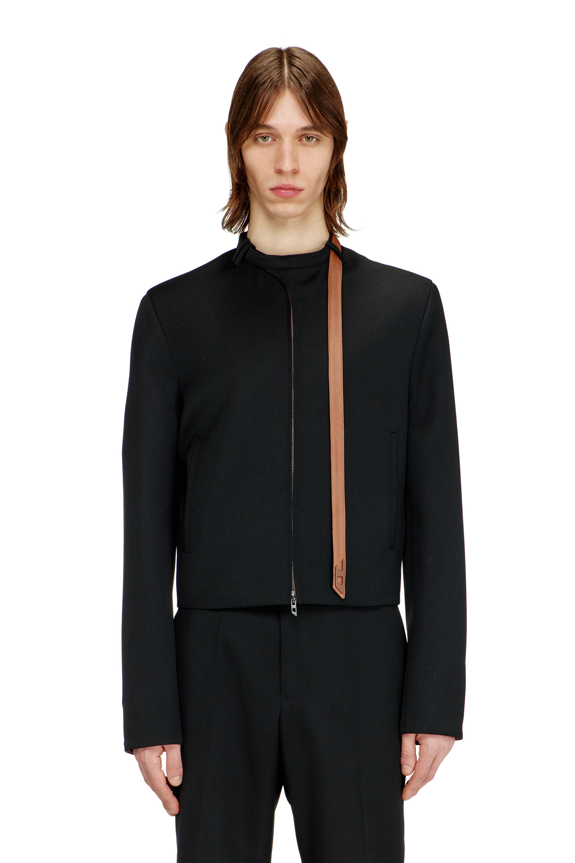 Diesel - J-NURIEL-A, Man's Tailored jacket with biker neck strap in null - 1